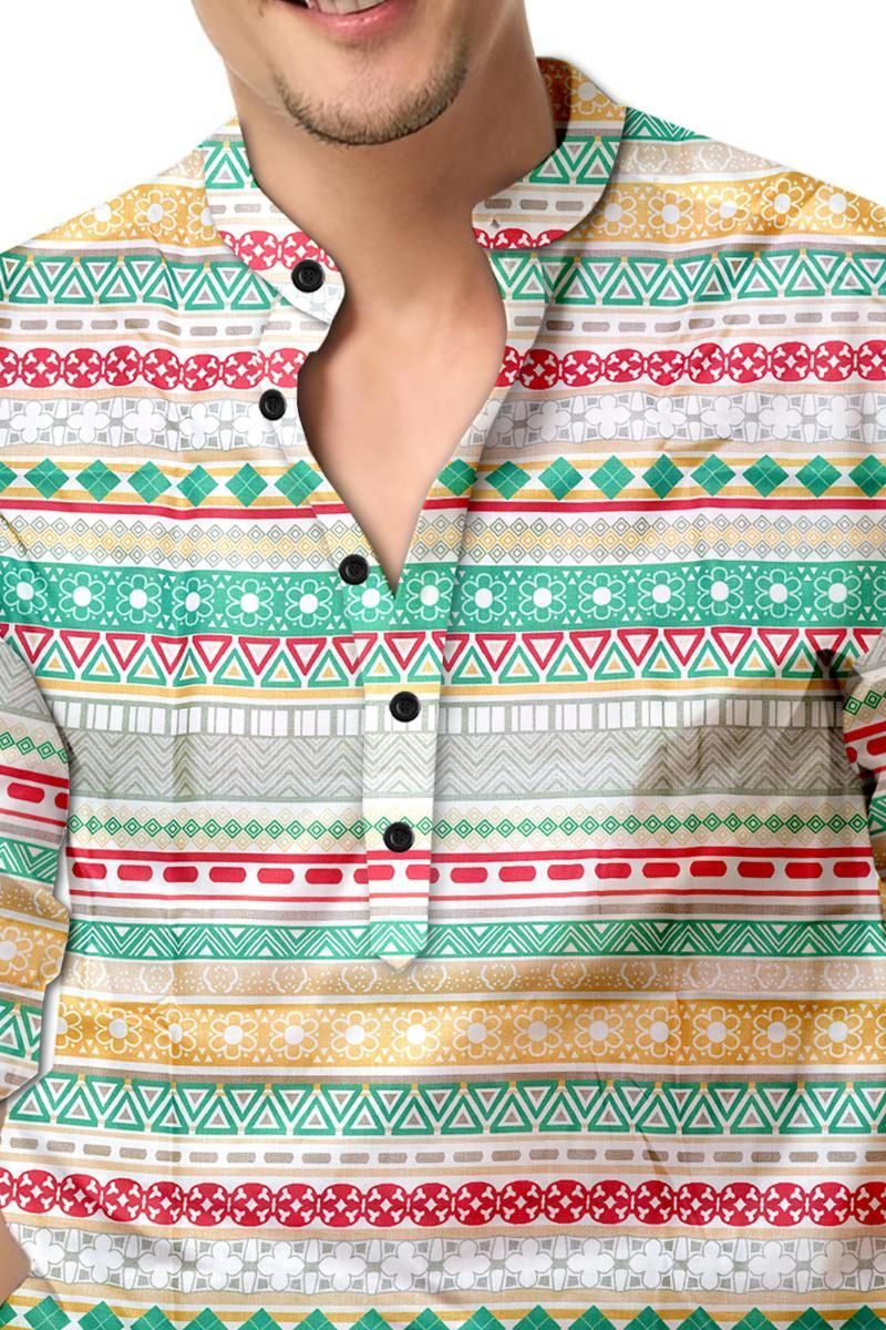 Men's Printed Spread Collar Casual Shirt Multicolor it3qpj-2a