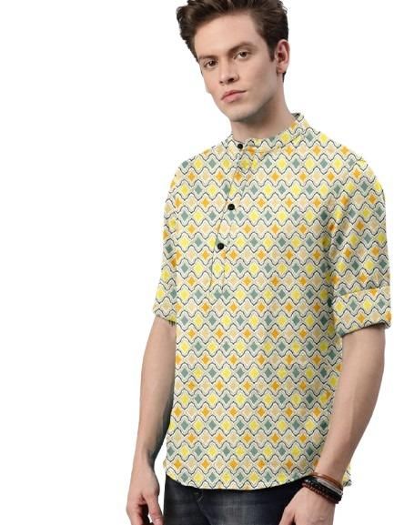 Men's Printed Spread Collar Casual Shirt Multicolor leon