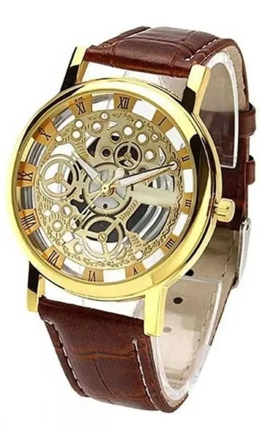 Unique Gold Dial Leather Analog Watch - for Men it3qpj-2a