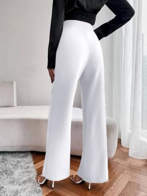 Women's Nontransparent Fabric Classic-Stylish Pant White leon