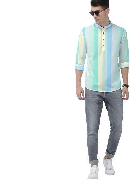 Men's Color Block Spread Collar Casual Shirt it3qpj-2a