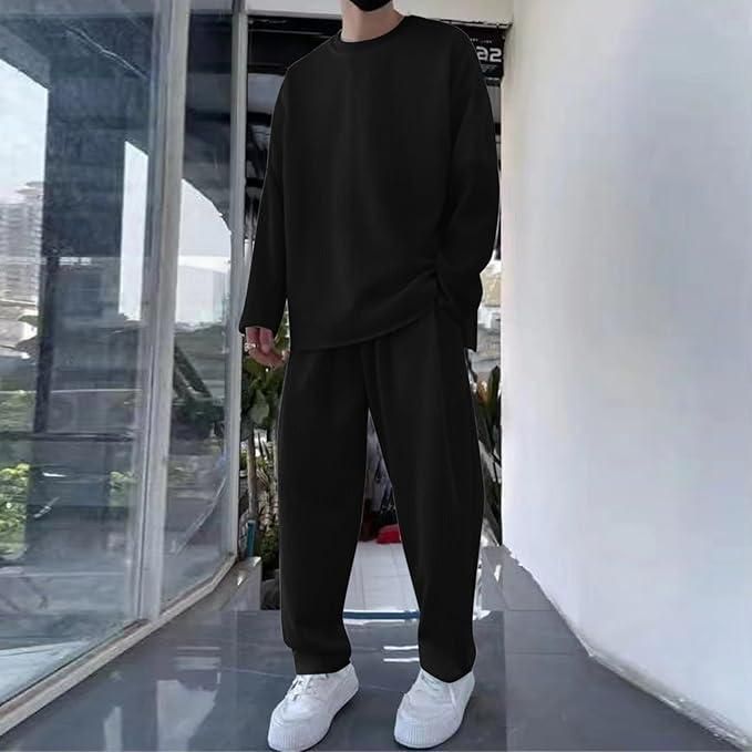 Men's Solid Round Neck Co-ord Set it3qpj-2a