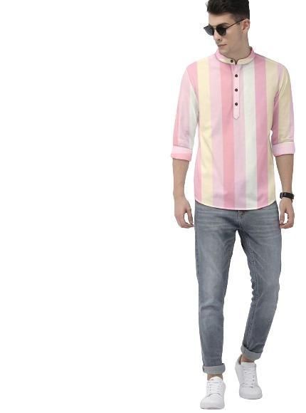 Men's Color Block Spread Collar Casual Shirt it3qpj-2a