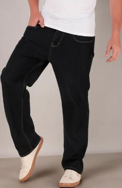 Men's Loose Fit Mid Rise Black Jeans it3qpj-2a