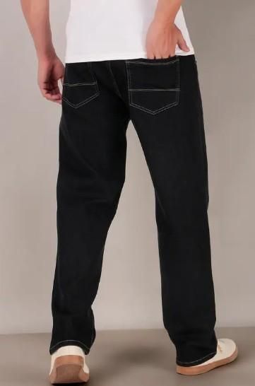 Men's Loose Fit Mid Rise Black Jeans it3qpj-2a