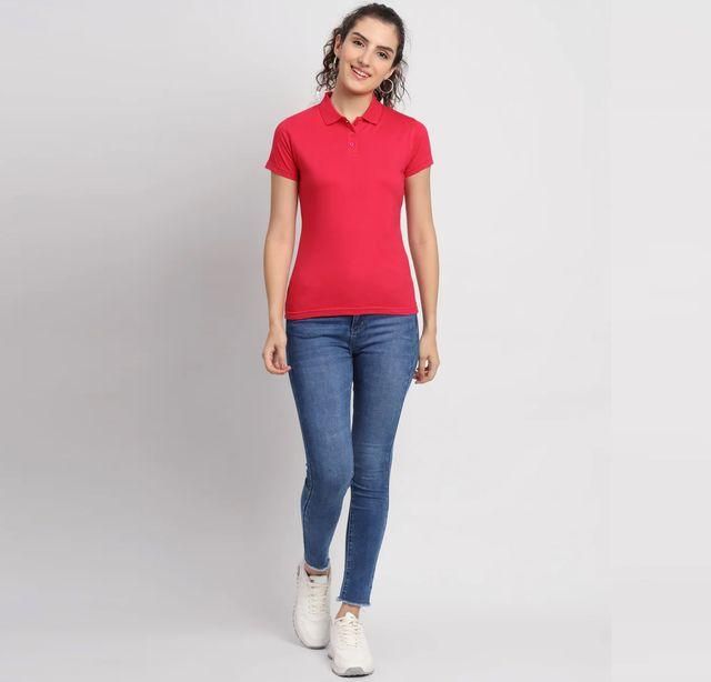 Ketex Red Cotton Blend Polo Neck Tshirt leon