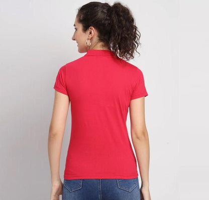 Ketex Red Cotton Blend Polo Neck Tshirt leon