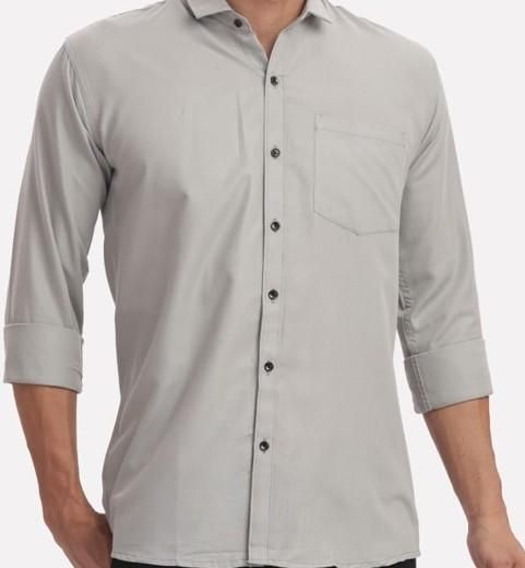 Men's Solid Satin Stylish Casual Shirt Grey it3qpj-2a