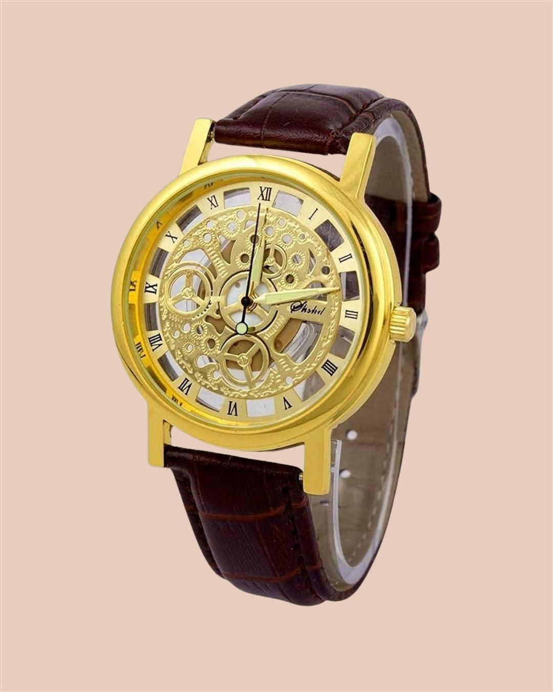 Unique Gold Dial Leather Analog Watch - for Men it3qpj-2a
