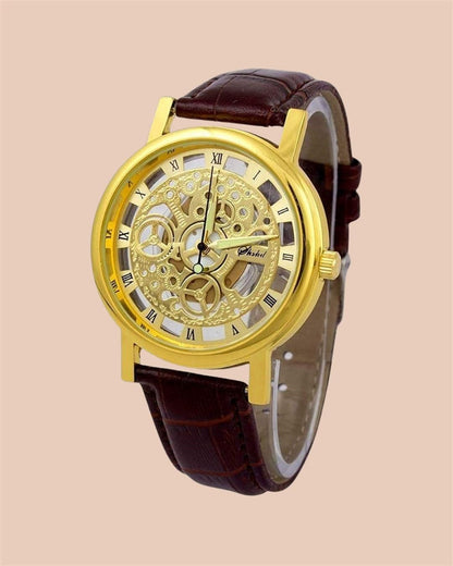 Unique Gold Dial Leather Analog Watch - for Men it3qpj-2a