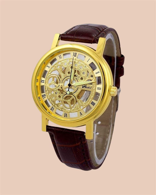 Unique Gold Dial Leather Analog Watch - for Men it3qpj-2a