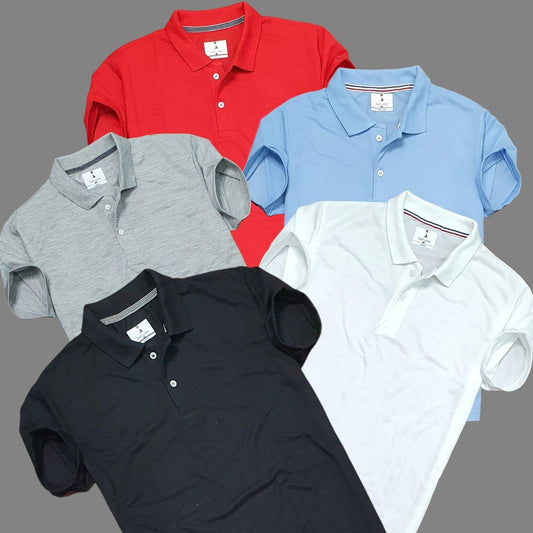 Plane Matty Solid Half Sleeves Mens Polo neck T-Shirt Pack Of 5 it3qpj-2a