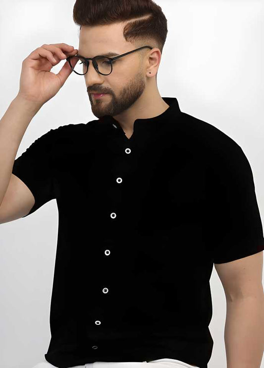 Cotton Blend Solid Half Sleeves Casual Shirt it3qpj-2a