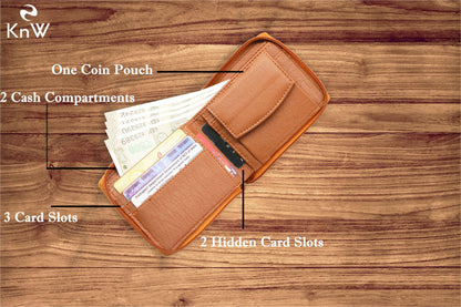 KnW Wallet Leather tan round zip it3qpj-2a