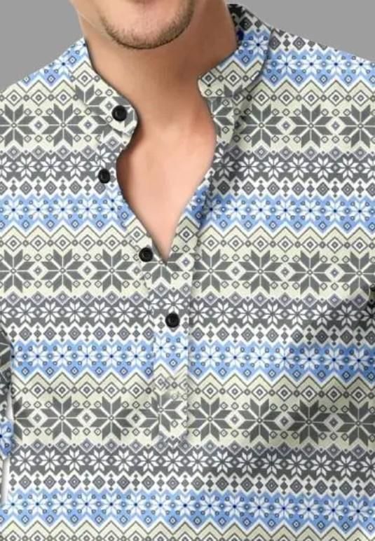 Men's Printed Spread Collar Casual Shirt Multicolor it3qpj-2a