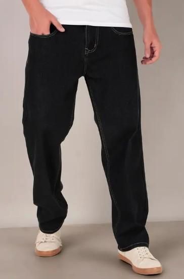 Men's Loose Fit Mid Rise Black Jeans it3qpj-2a