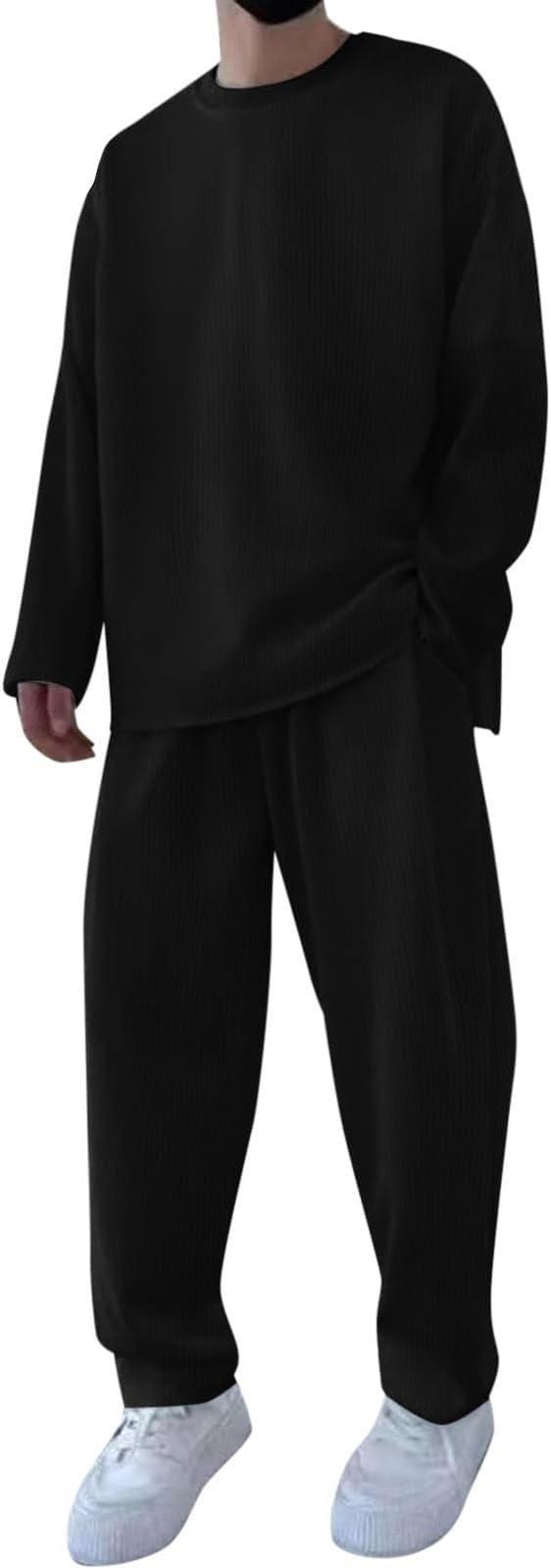 Men's Solid Round Neck Co-ord Set it3qpj-2a