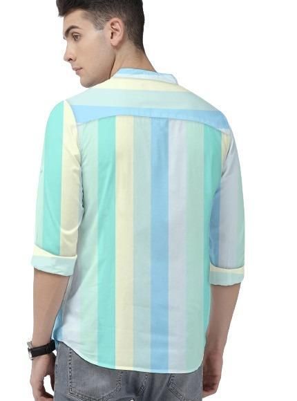 Men's Color Block Spread Collar Casual Shirt it3qpj-2a