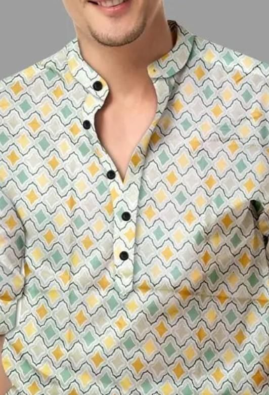 Men's Printed Spread Collar Casual Shirt Multicolor leon