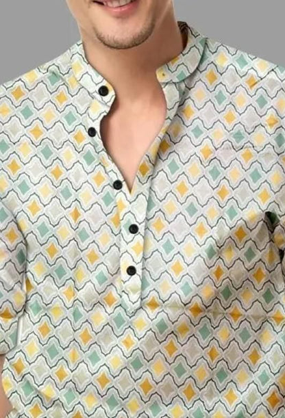 Men's Printed Spread Collar Casual Shirt Multicolor leon