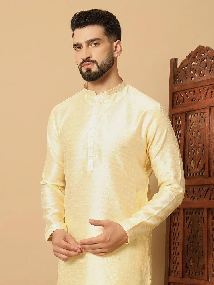 Men's Jacquard Solid Kurta Pyajama Set it3qpj-2a
