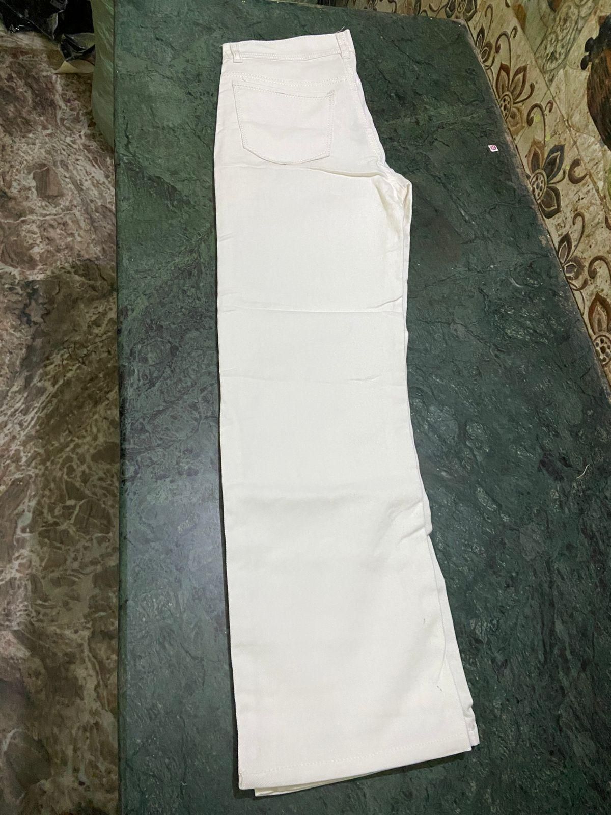 Men's Loose Fit Mid Rise  White Jeans it3qpj-2a