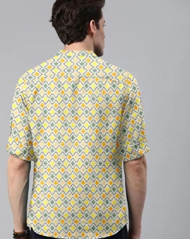 Men's Printed Spread Collar Casual Shirt Multicolor leon
