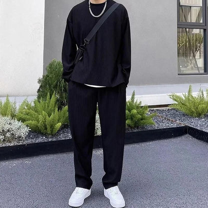 Men's Solid Round Neck Co-ord Set it3qpj-2a
