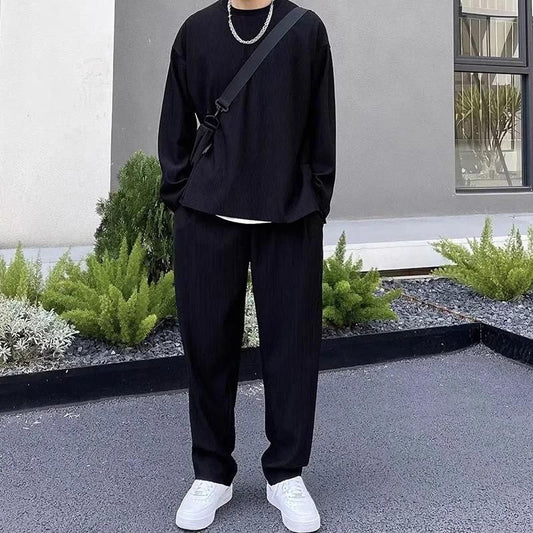 Men's Solid Round Neck Co-ord Set it3qpj-2a
