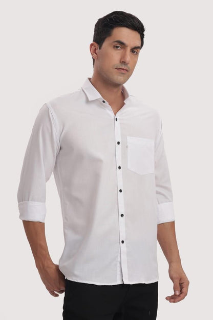 Men's Solid Satin Stylish Casual Shirt White leon