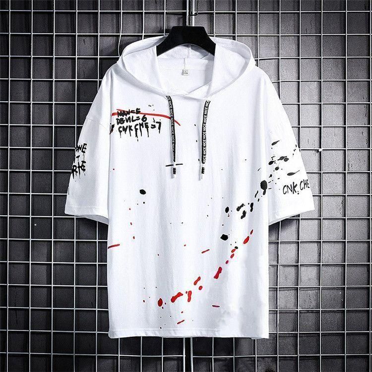 TRYTHIS Cotton Color Block Half Sleeves Hooded Neck Mens T-Shirt it3qpj-2a