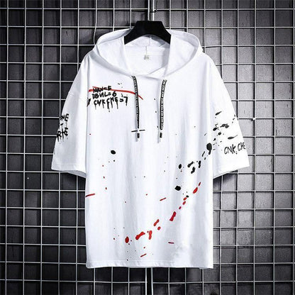 TRYTHIS Cotton Color Block Half Sleeves Hooded Neck Mens T-Shirt it3qpj-2a