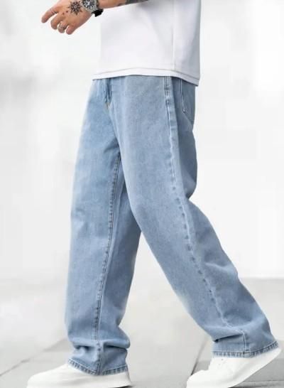 Men's Loose Fit Mid Rise Light Blue Jeans it3qpj-2a