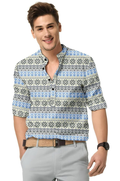 Men's Printed Spread Collar Casual Shirt Multicolor it3qpj-2a
