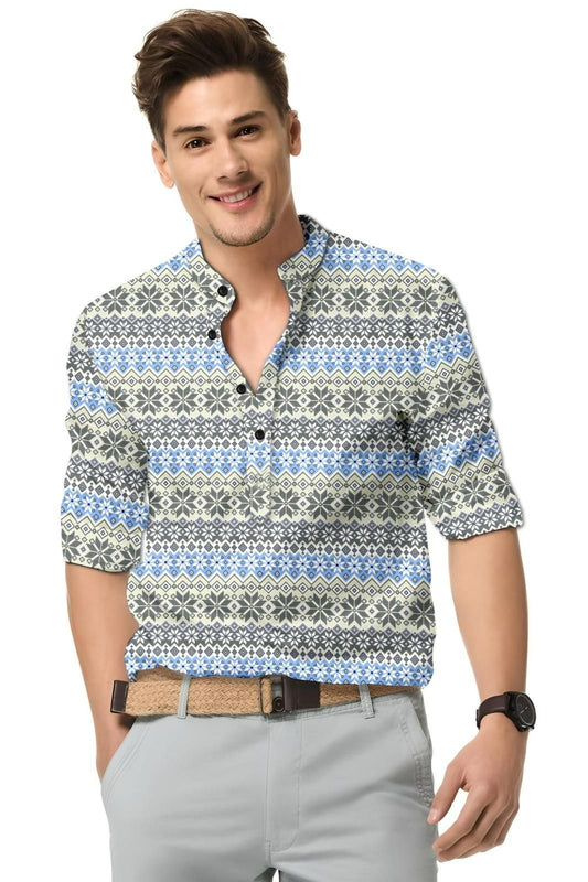 Men's Printed Spread Collar Casual Shirt Multicolor it3qpj-2a
