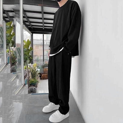 Men's Solid Round Neck Co-ord Set it3qpj-2a