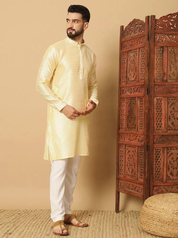 Men's Jacquard Solid Kurta Pyajama Set it3qpj-2a