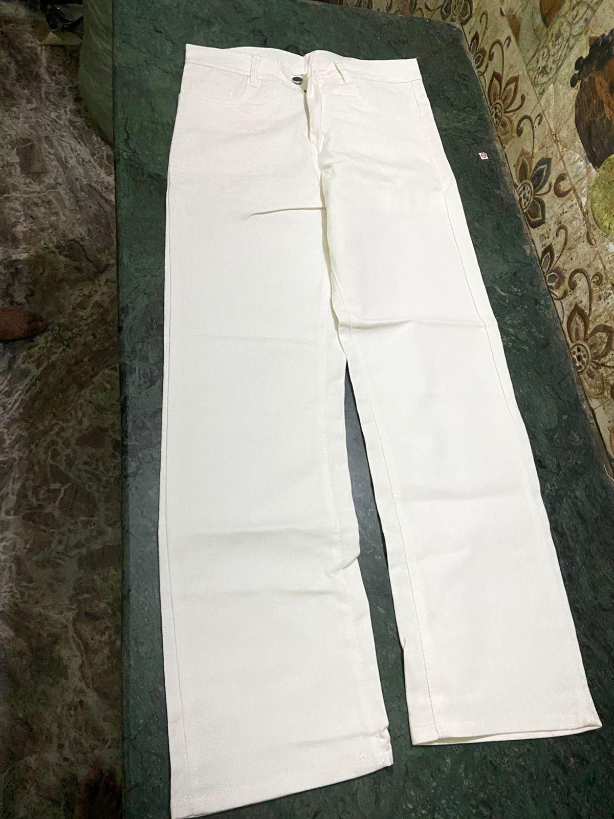Men's Loose Fit Mid Rise  White Jeans it3qpj-2a