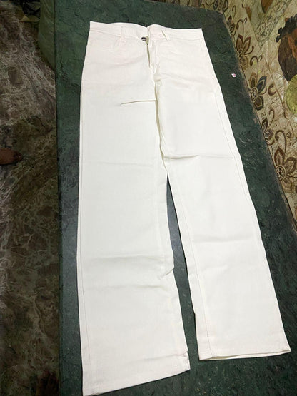 Men's Loose Fit Mid Rise  White Jeans it3qpj-2a