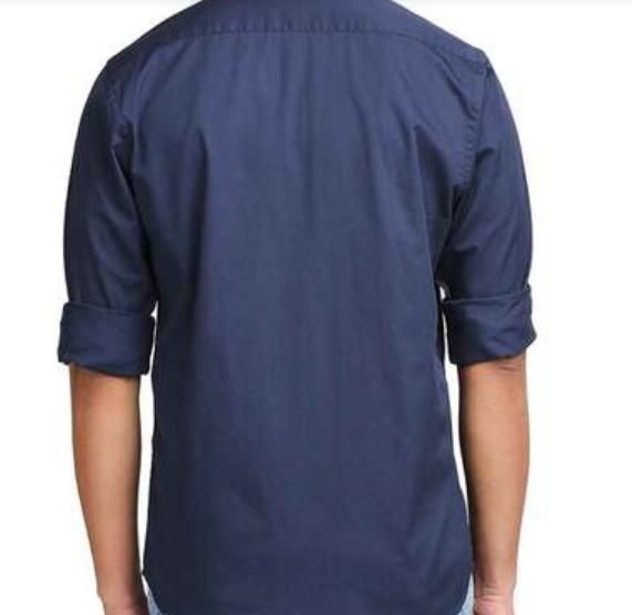 Men's Solid Satin Stylish Casual Shirt Navy Blue leon