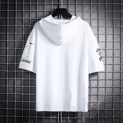 TRYTHIS Cotton Color Block Half Sleeves Hooded Neck Mens T-Shirt it3qpj-2a