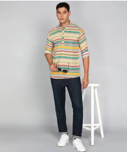 Men's Printed Spread Collar Casual Shirt Multicolor it3qpj-2a
