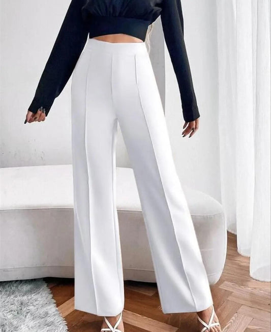 Women's Nontransparent Fabric Classic-Stylish Pant White leon