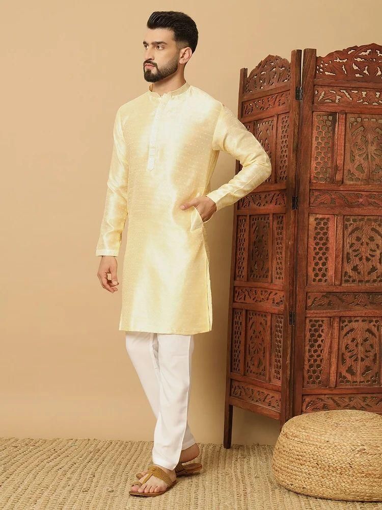 Men's Jacquard Solid Kurta Pyajama Set it3qpj-2a