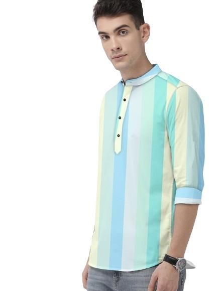 Men's Color Block Spread Collar Casual Shirt it3qpj-2a