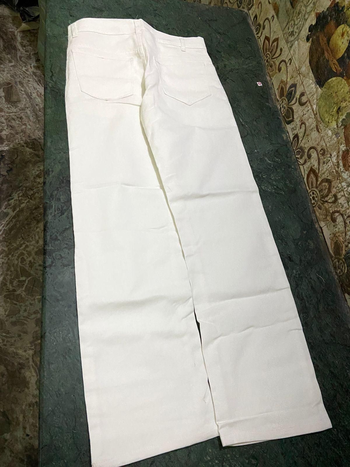 Men's Loose Fit Mid Rise  White Jeans it3qpj-2a