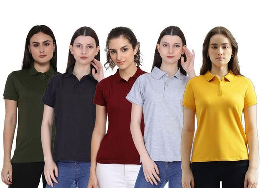 Ketex Cotton Blend Polo Neck T-shirt (Pack Of 5) it3qpj-2a