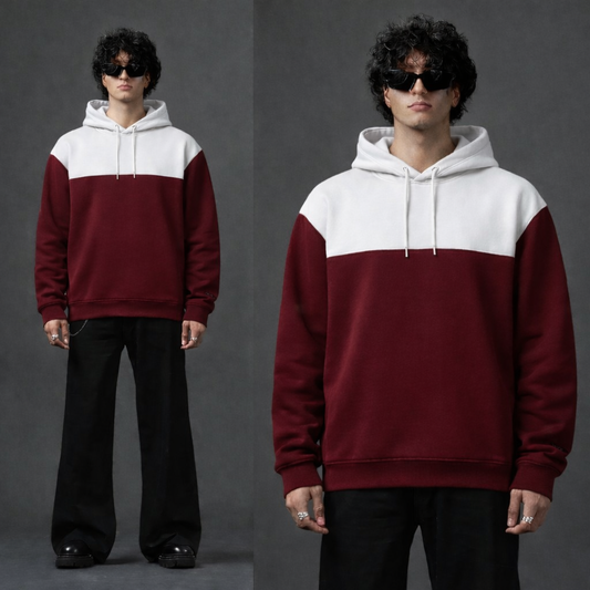 leon- wine & white hoodie